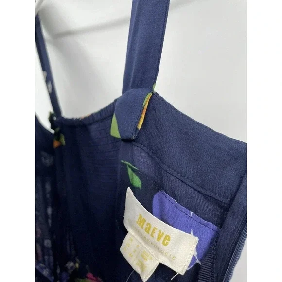 Anthropologie Maeve Vivienne blue Maxi Dress Size 2 Floral Smocked Back - Picture 11 of 12